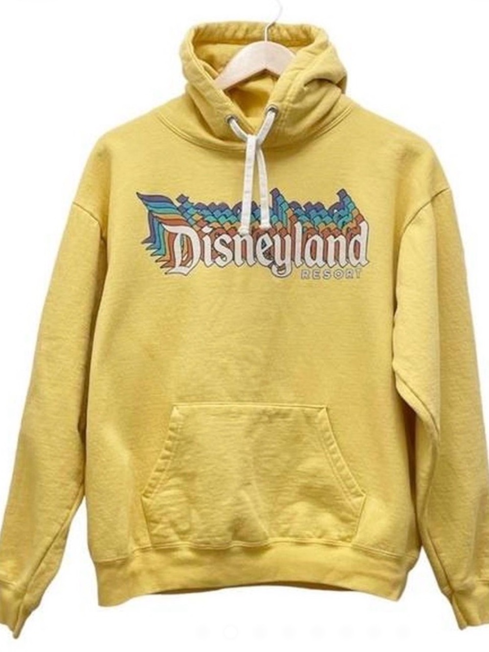 Disney Yellow Crewneck Hoodie with Retro Disneyland Resort Logo